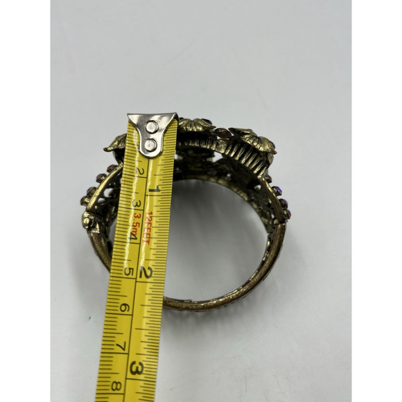 Vintage Owl Gold Tone Cuff Clamper Bangle Bracelet HANDMADE VTG SEE ALL - Picture 16 of 16